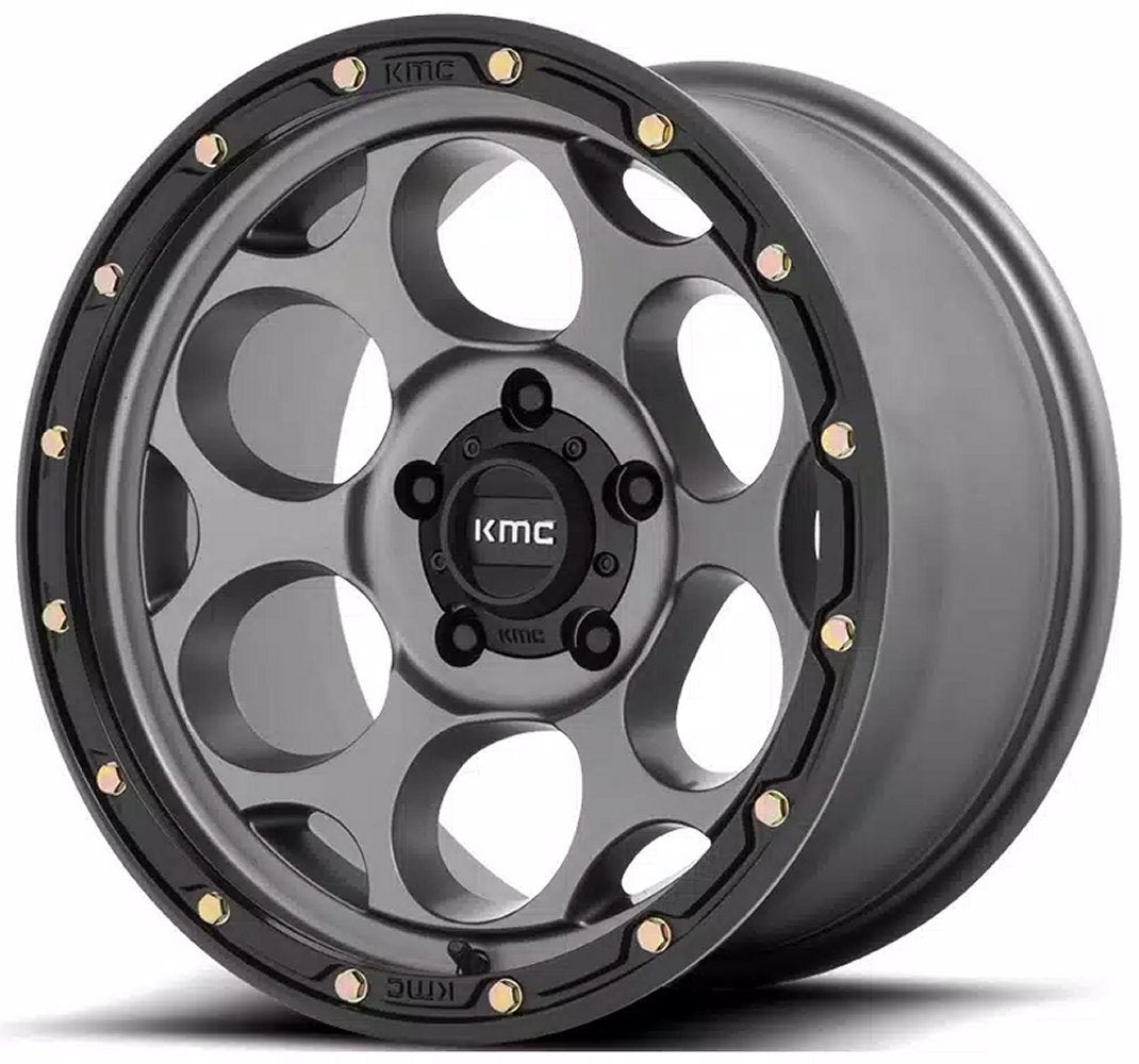 17x9 KMC KM541 Dirty Harry Satin Gray w/ Black Lip 6x5.5/139.7 -12mm - Flex Offroad