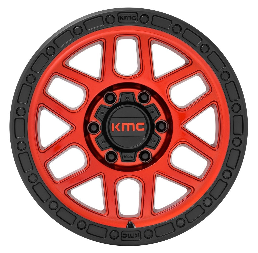 (Clearance - No Returns) 20x9 KMC KM544 Mesa Candy Red w/ Black Ring 6x135 0mm - Flex Offroad