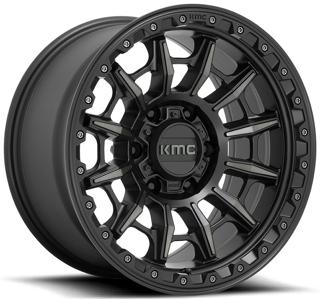 17x9 KMC KM547 Carnage Satin Black w/ Gray Tint 6x135 0mm - Flex Offroad