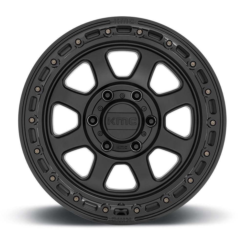 (Clearance - No Returns) 18x9 KMC KM548 Chase Satin Black w/ Gloss Black Lip 8x6.5/165 0mm