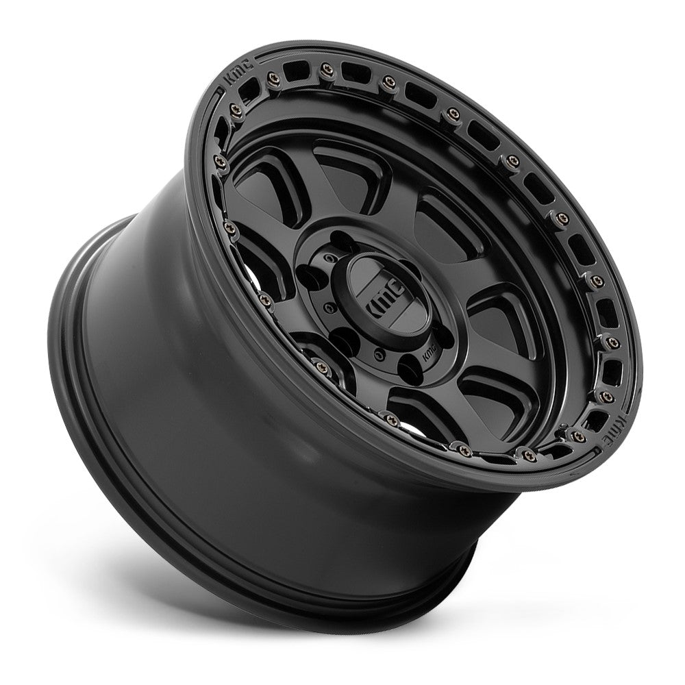 (Clearance - No Returns) 18x9 KMC KM548 Chase Satin Black w/ Gloss Black Lip 8x6.5/165 0mm