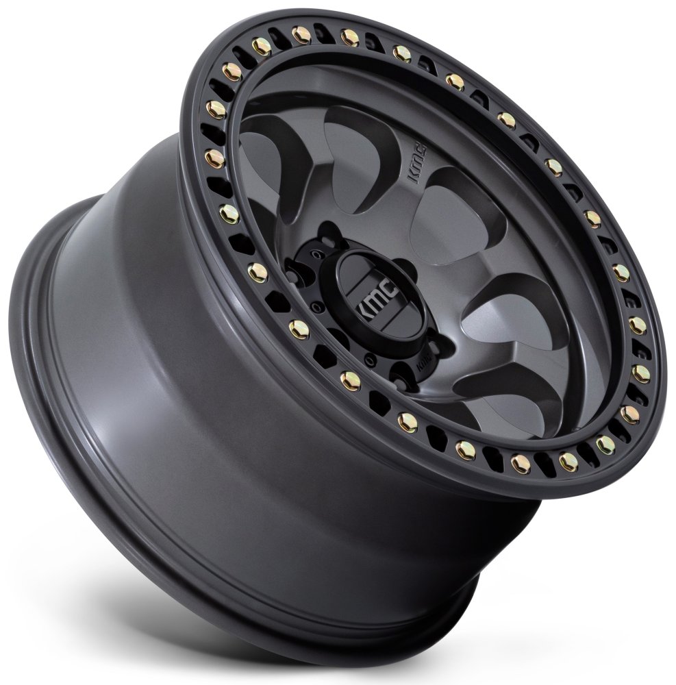 17x8.5 KMC KM550 Riot SBL Anthracite w/ Satin Black Lip 6x5.5/139.7 10mm - Flex Offroad