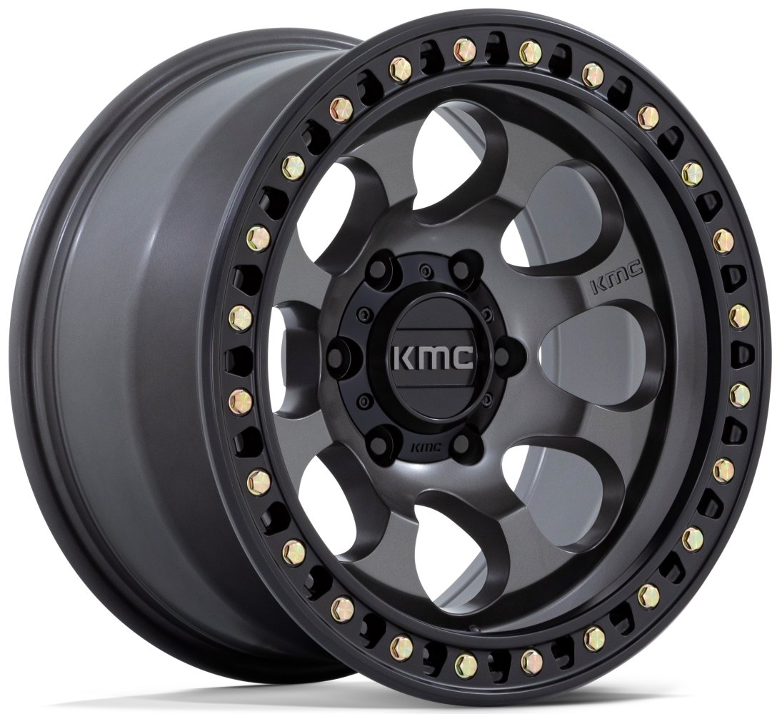 17x8.5 KMC KM550 Riot SBL Anthracite w/ Satin Black Lip 6x5.5/139.7 10mm - Flex Offroad