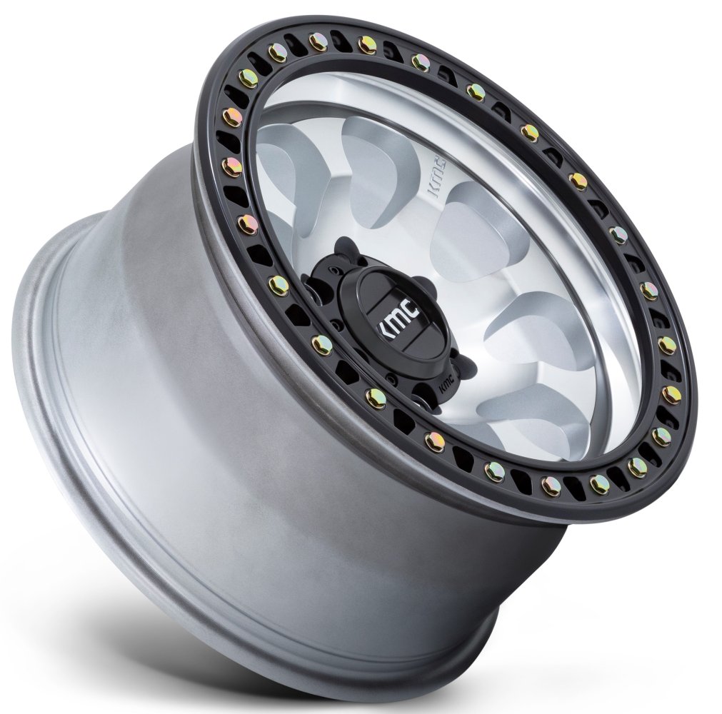 18x9 KMC KM550 Riot SBL Machined w/ Satin Black Lip 5x5/127 18mm - Flex Offroad