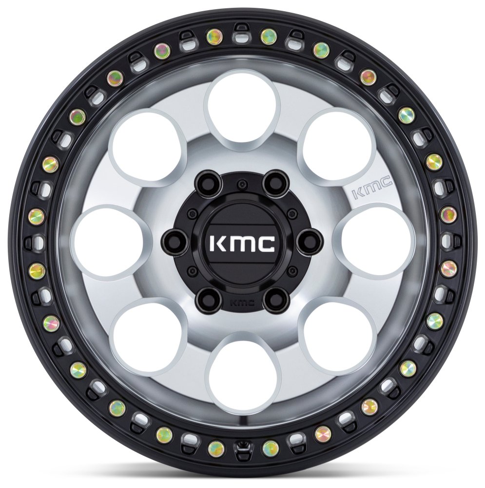 18x9 KMC KM550 Riot SBL Machined w/ Satin Black Lip 5x5/127 18mm - Flex Offroad