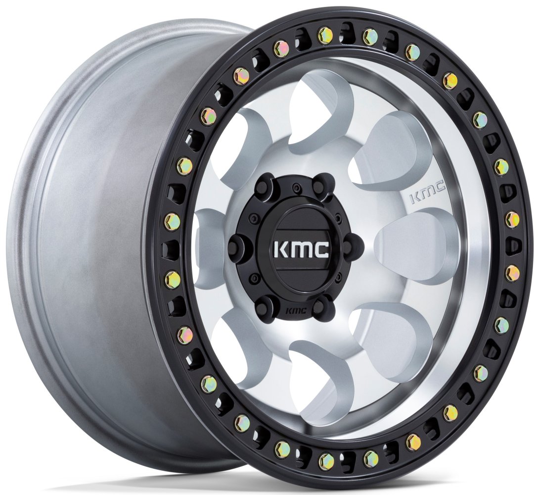 18x9 KMC KM550 Riot SBL Machined w/ Satin Black Lip 5x5/127 18mm - Flex Offroad