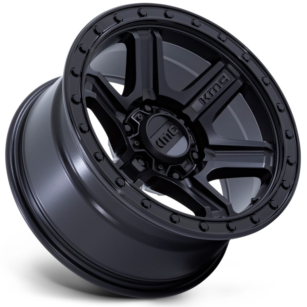 (Clearance - No Returns) 17x8.5 KM551 Outrun Matte Black w/ Gloss Black Lip 6x135 18mm