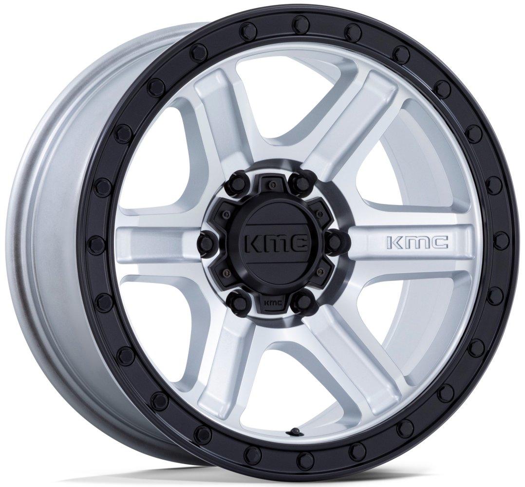 (Clearance - No Returns) 17x8.5 KM551 Outrun Machined w/ Gloss Black Lip 6x5.5/139.7 18mm - Flex Offroad