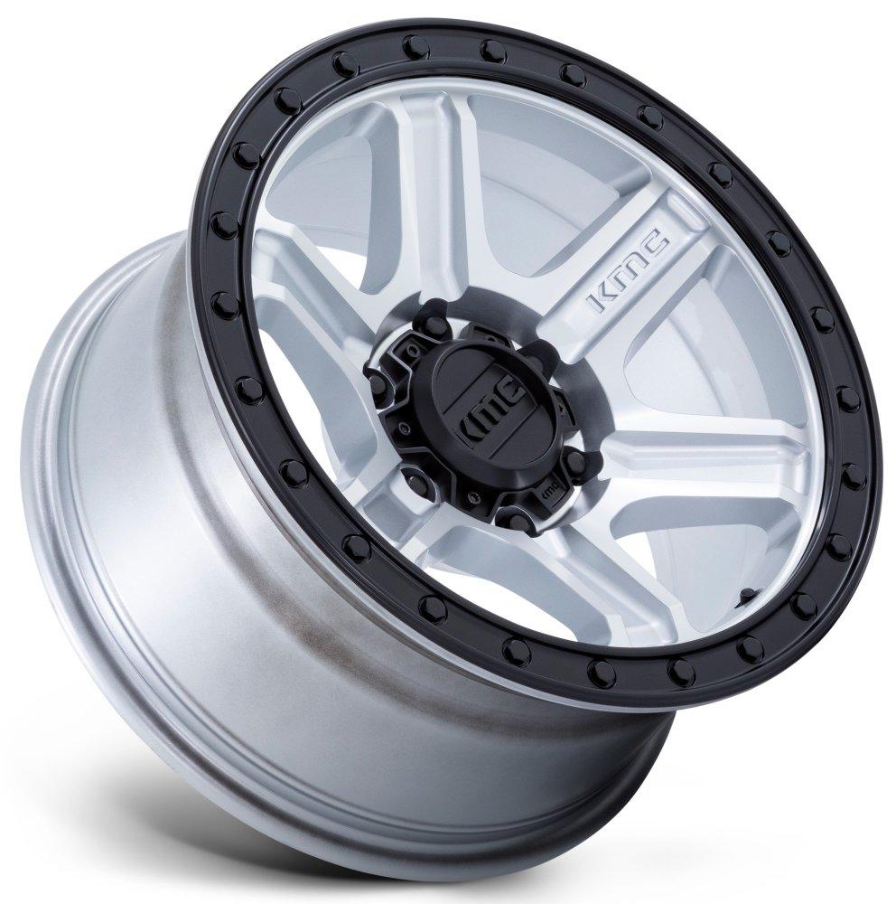 (Clearance - No Returns) 17x8.5 KM551 Outrun Machined w/ Gloss Black Lip 6x5.5/139.7 18mm - Flex Offroad