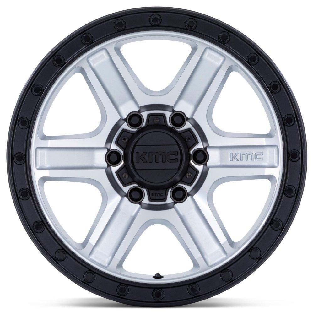 (Clearance - No Returns) 17x8.5 KM551 Outrun Machined w/ Gloss Black Lip 6x5.5/139.7 18mm - Flex Offroad