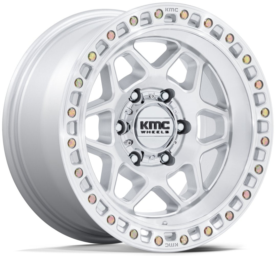 17X9 KM553 Torx Gloss Silver Machined 5x5/127 -12mm