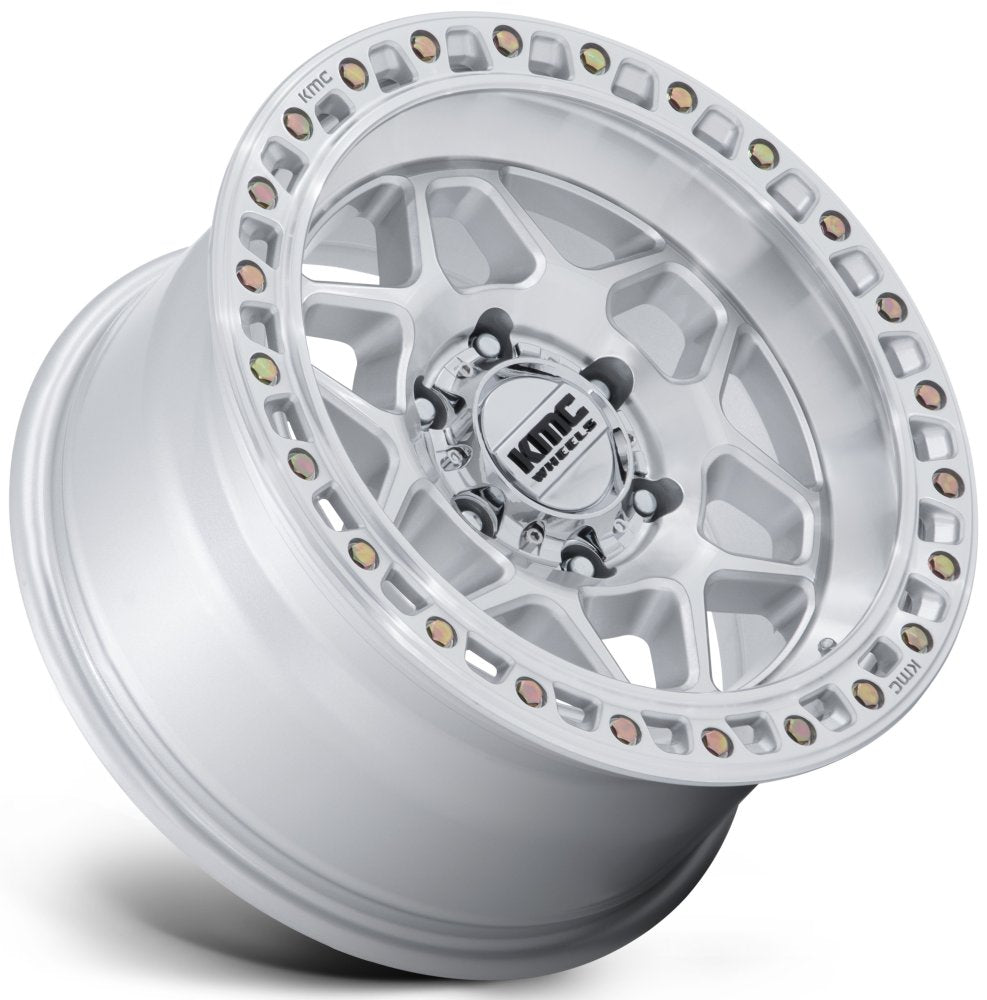 17X9 KM553 Torx Gloss Silver Machined 6x5.5/139.7 -12mm