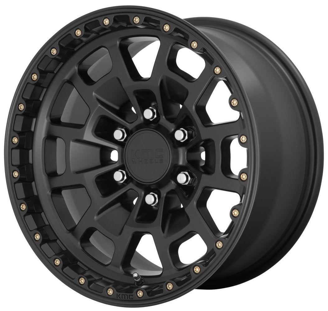 17x8.5 KMC KM718 Summit Satin Black 5x5/127 0mm - Flex Offroad