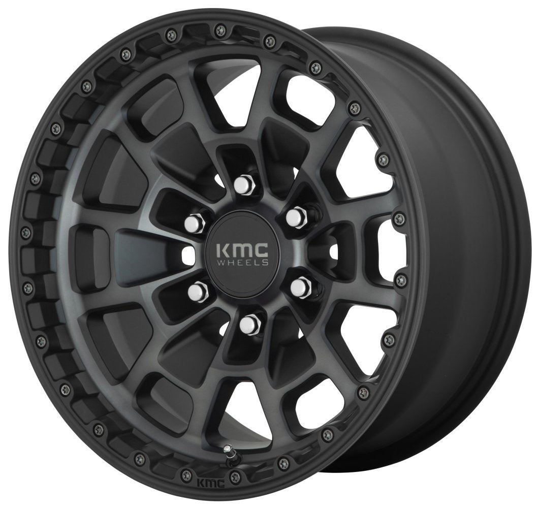17x8.5 KMC KM718 Summit Satin Black w/ Gray Tint 6x5.5/139.7 18mm - Flex Offroad