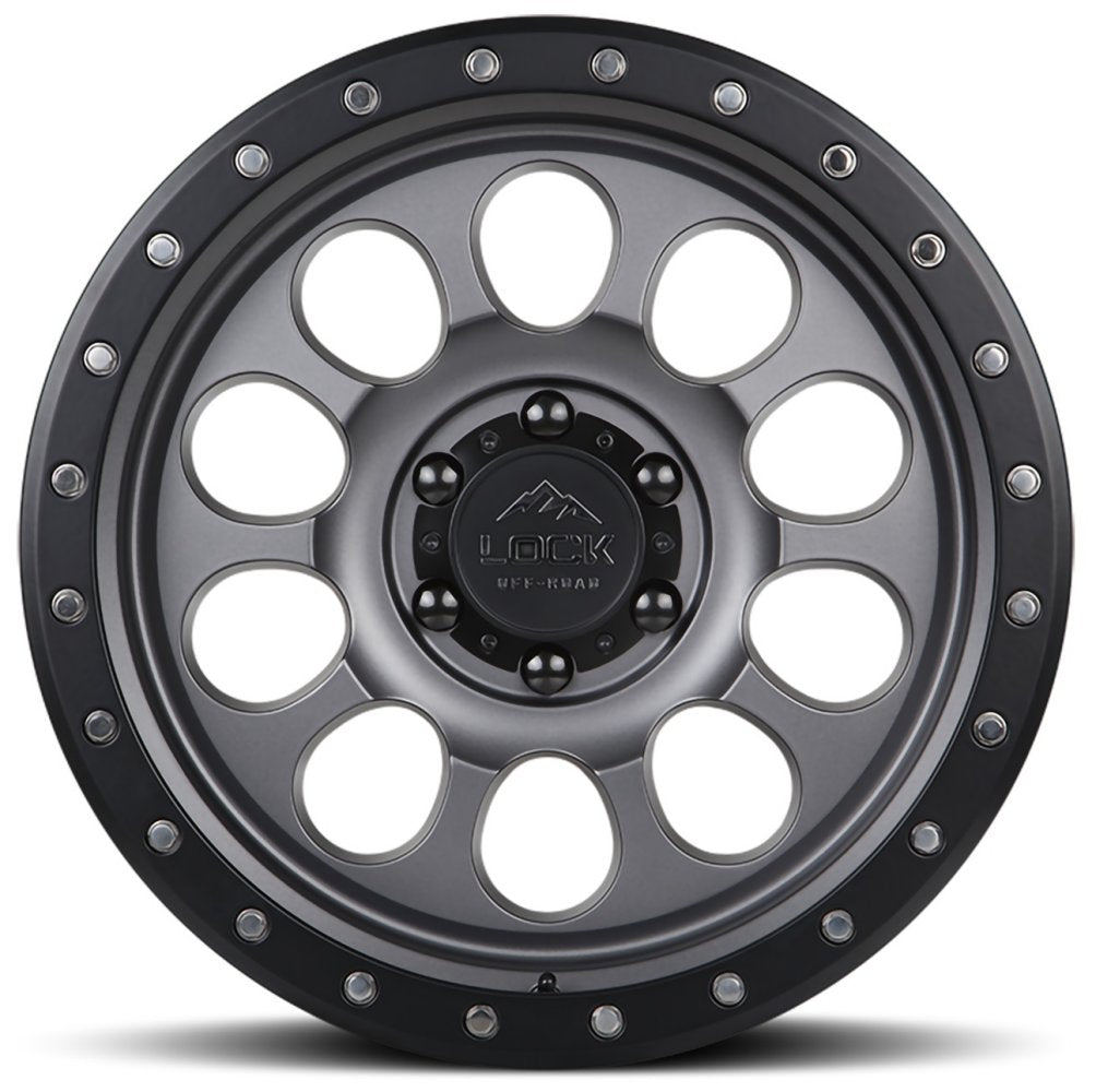 20x9 Lock Off-Road 50CAL Matte Grey w/ Matte Black Ring 6x5.5/139.7 -12mm - Flex Offroad