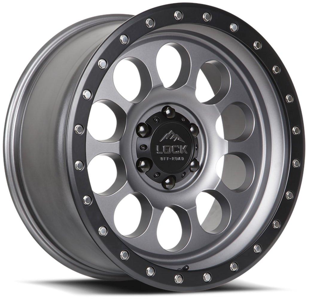 20x9 Lock Off-Road 50CAL Matte Grey w/ Matte Black Ring 5x5/127 0mm - Flex Offroad