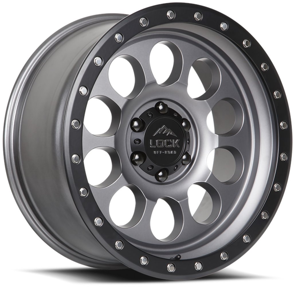 20x9 Lock Off-Road 50CAL Matte Grey w/ Matte Black Ring 6x5.5/139.7 -12mm - Flex Offroad