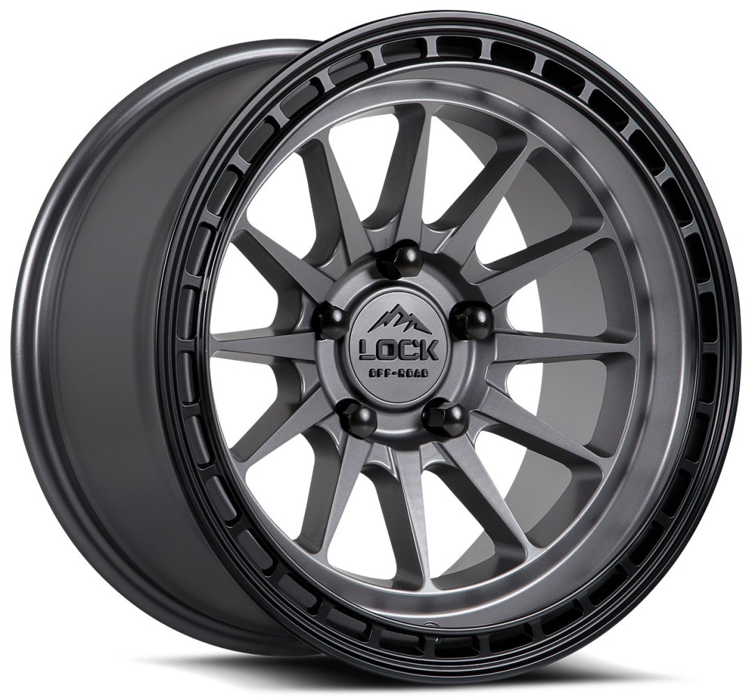 17x8 Lock Off-Road Baja Matte Grey w/ Matte Black Ring 5x4.5/114.3 40mm