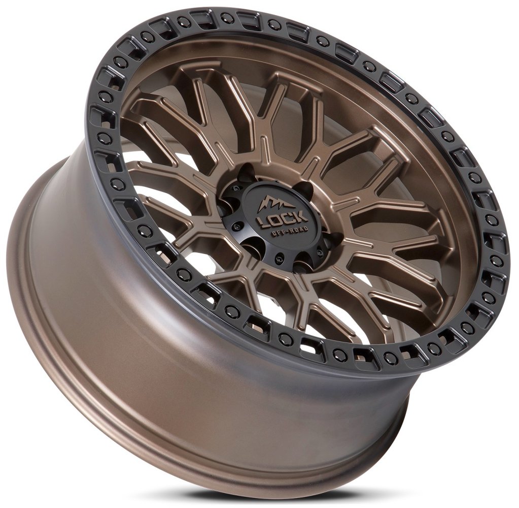 17x9 Lock Off-Road Combat Matte Bronze w/ Matte Black Ring 5x5/127 -12mm - Flex Offroad