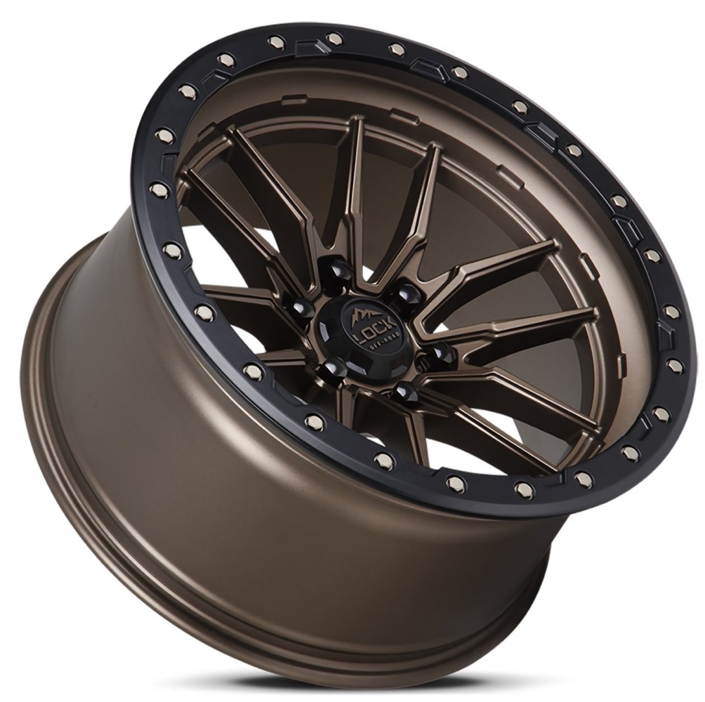 22x10 Lock Off-Road Krawler Matte Bronze w/ Matte Black Ring 8x180 -18mm - Flex Offroad