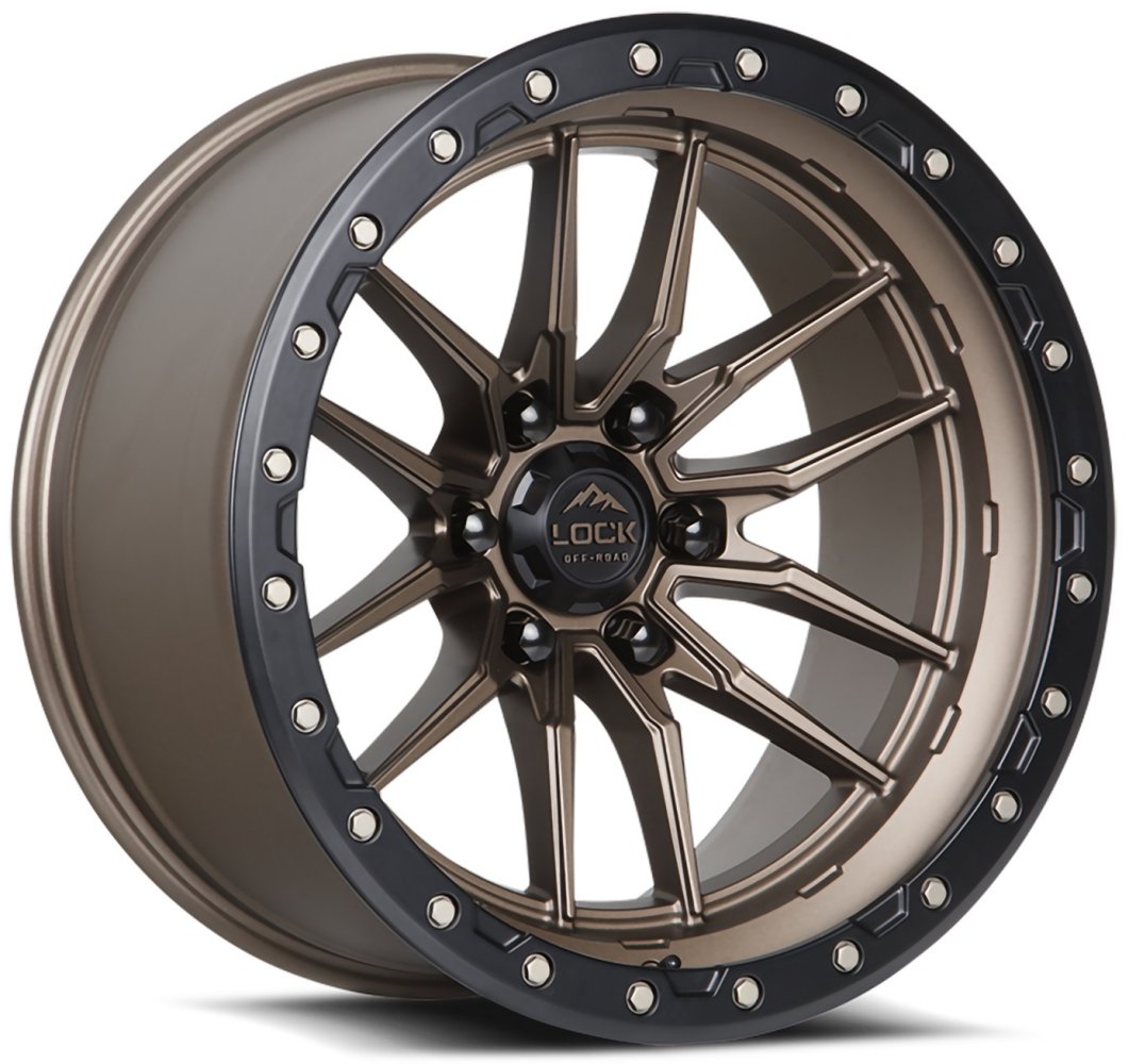 22x10 Lock Off-Road Krawler Matte Bronze w/ Matte Black Ring 8x180 -18mm - Flex Offroad