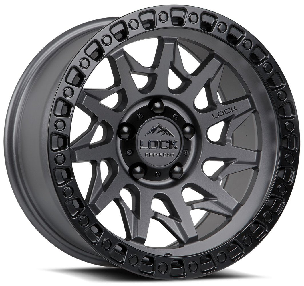 17x9 Lock Off-Road Lunatic Matte Grey w/ Matte Black Ring 5x5/127 1mm - Flex Offroad
