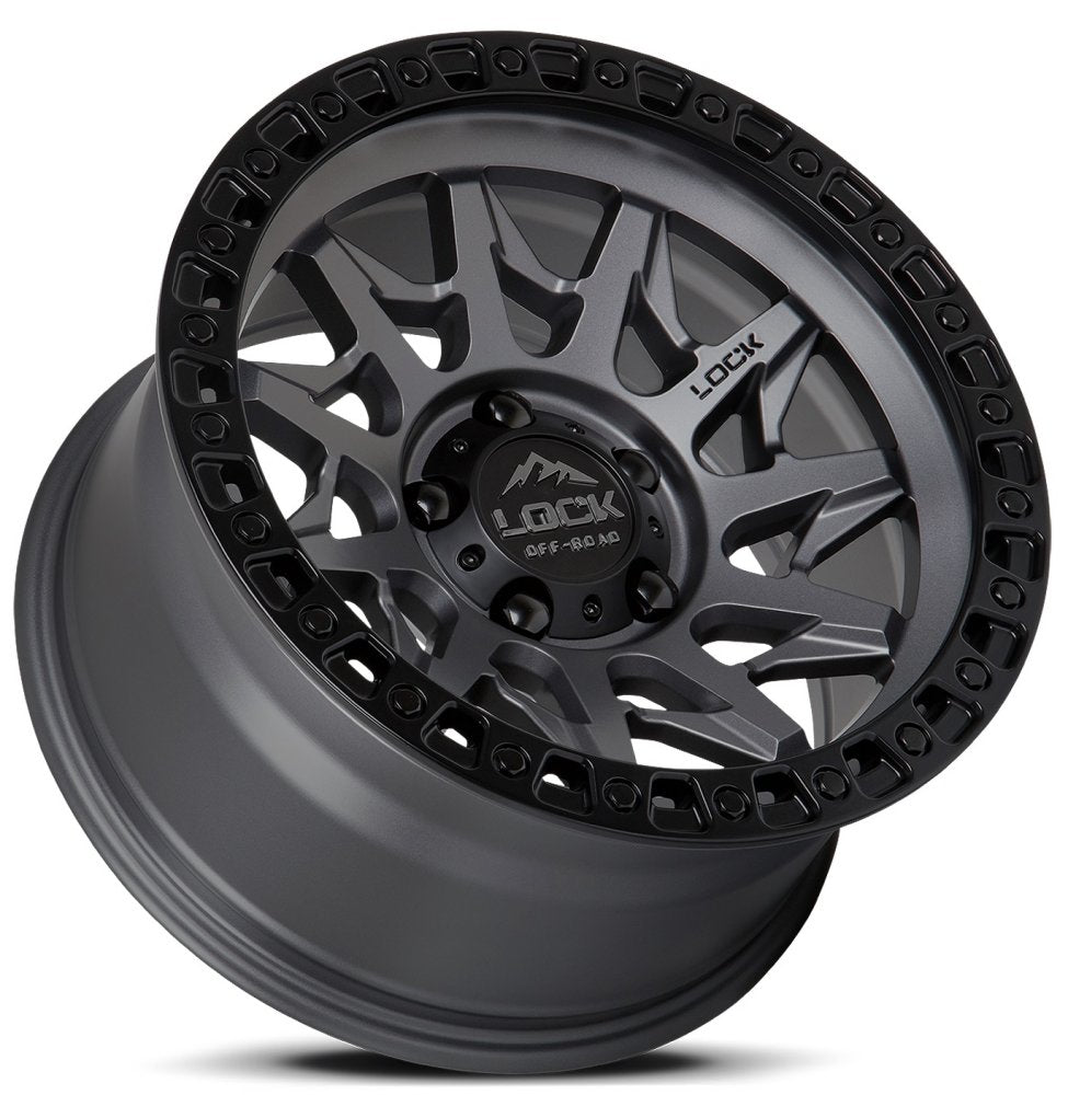 17x9 Lock Off-Road Lunatic Matte Grey w/ Matte Black Ring 5x5/127 1mm - Flex Offroad