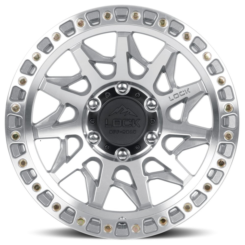 17x9 Lock Off-Road Lunatic Machine w/ Clear Coat 6x5.5/139.7 -12mm - Flex Offroad