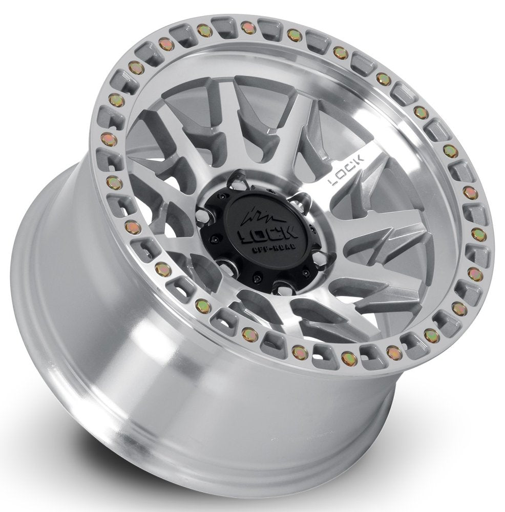 17x9 Lock Off-Road Lunatic Machine w/ Clear Coat 8x6.5/165 1mm