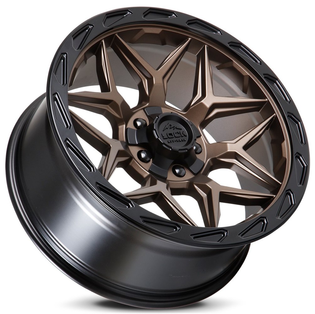 22x10 Lock Off-Road Matrix Matte Bronze w/ Matte Black Ring 8x6.5/165 8x170 -18mm - Flex Offroad