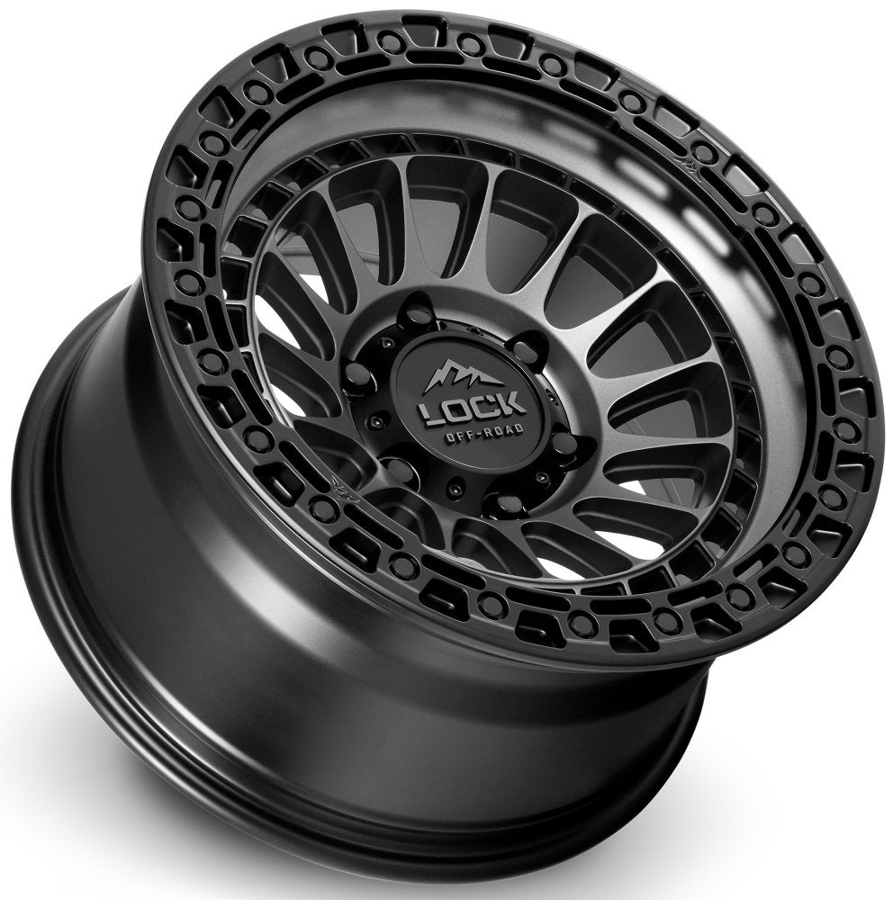 17x9 Lock Off-Road Mojave Matte Grey w/ Matte Black Ring 6x135 -12mm