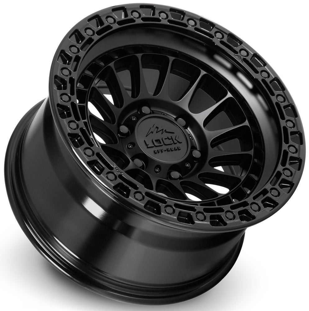 17x9 Lock Off-Road Mojave Matte Black w/ Gloss Black Ring 8x6.5/165 -12mm