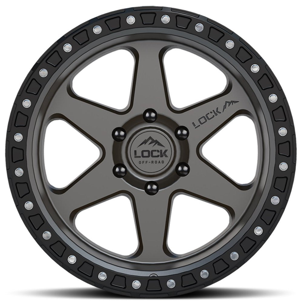 18x9 Lock Off-Road Olympus Olympus Matte Grey w/ Matte Black Ring 5x5/127 -12mm - Flex Offroad