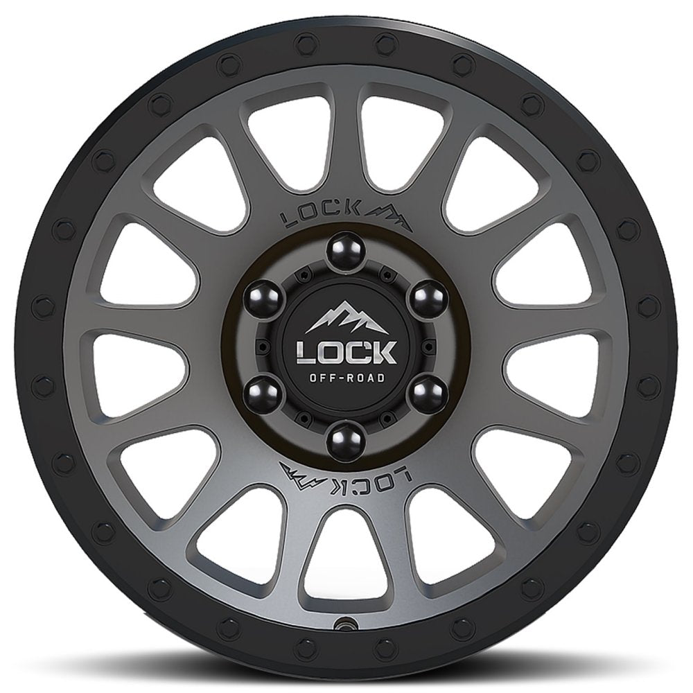 20x10 Lock Off-Road Yosemite Matte Grey w/ Matte Black Ring 5x5/127 -18mm - Flex Offroad