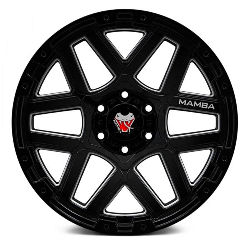18x9 Mamba Off-Road M23 Gloss Black w/ Machined Ball Cut 5x5/127 -12mm - Flex Offroad