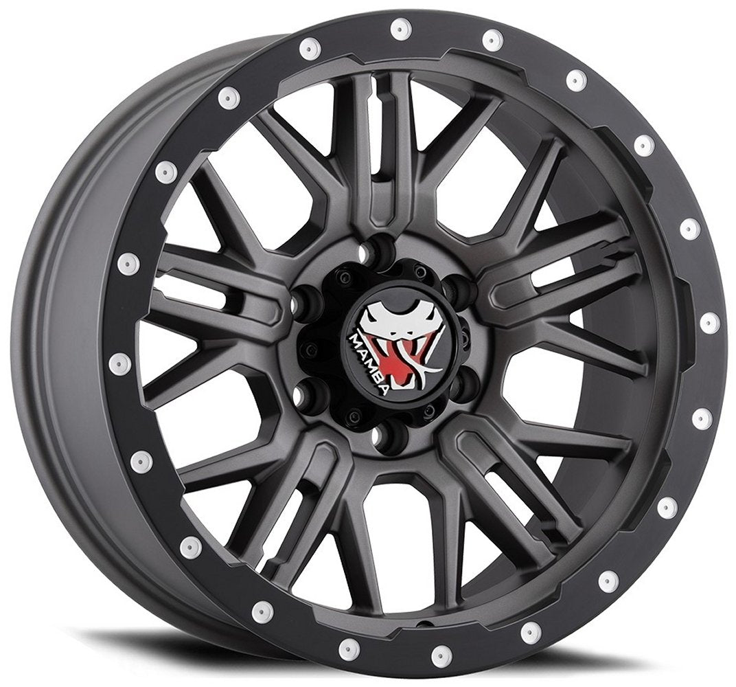 20x9 Mamba Off-Road M25 Matte Grey w/ Black Lip 5x5.5/139.7 12mm - Flex Offroad