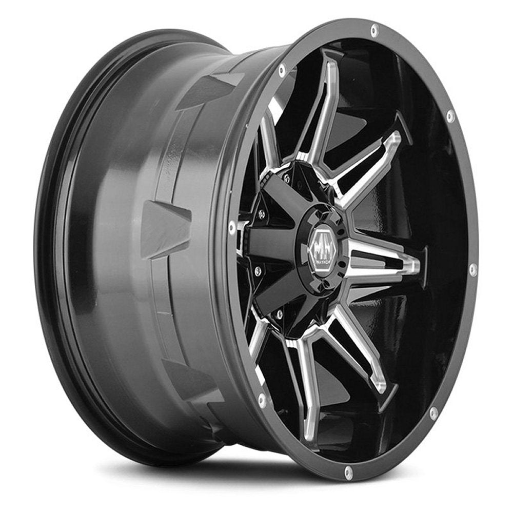 20x9 Mayhem Rampage 8090M Gloss Black w/ Milled Spokes 6x135 6x5.5/139.7 11mm