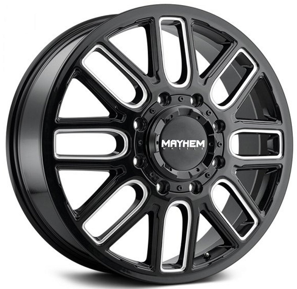 20x8.25 Mayhem Cogent Dually Front 8107D Gloss Black w/ Milled Spokes 8X170 115MM 124.9 C.B. - Flex Offroad