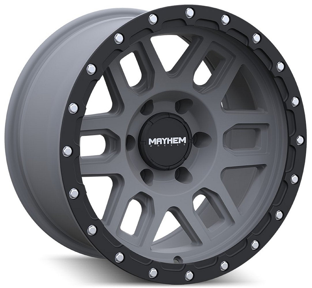 17x9 Mayhem Delta 8304 Matte Gunmetal w/ Matte Black Lip 6x5.5/139.7 -12mm - Flex Offroad