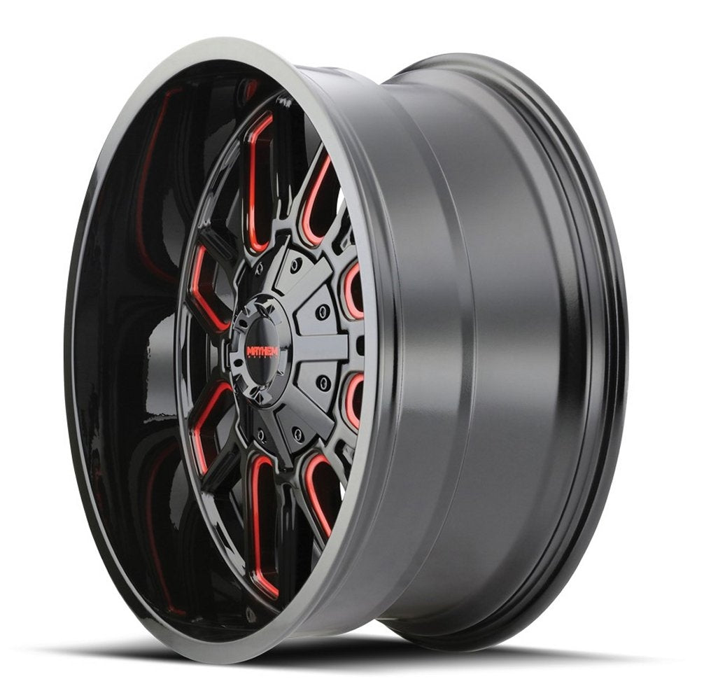 18x9 Mayhem Cogent 8107BTR Gloss Black w/ Prism Red 5x5/127 5x5.5/139.7 0mm - Flex Offroad