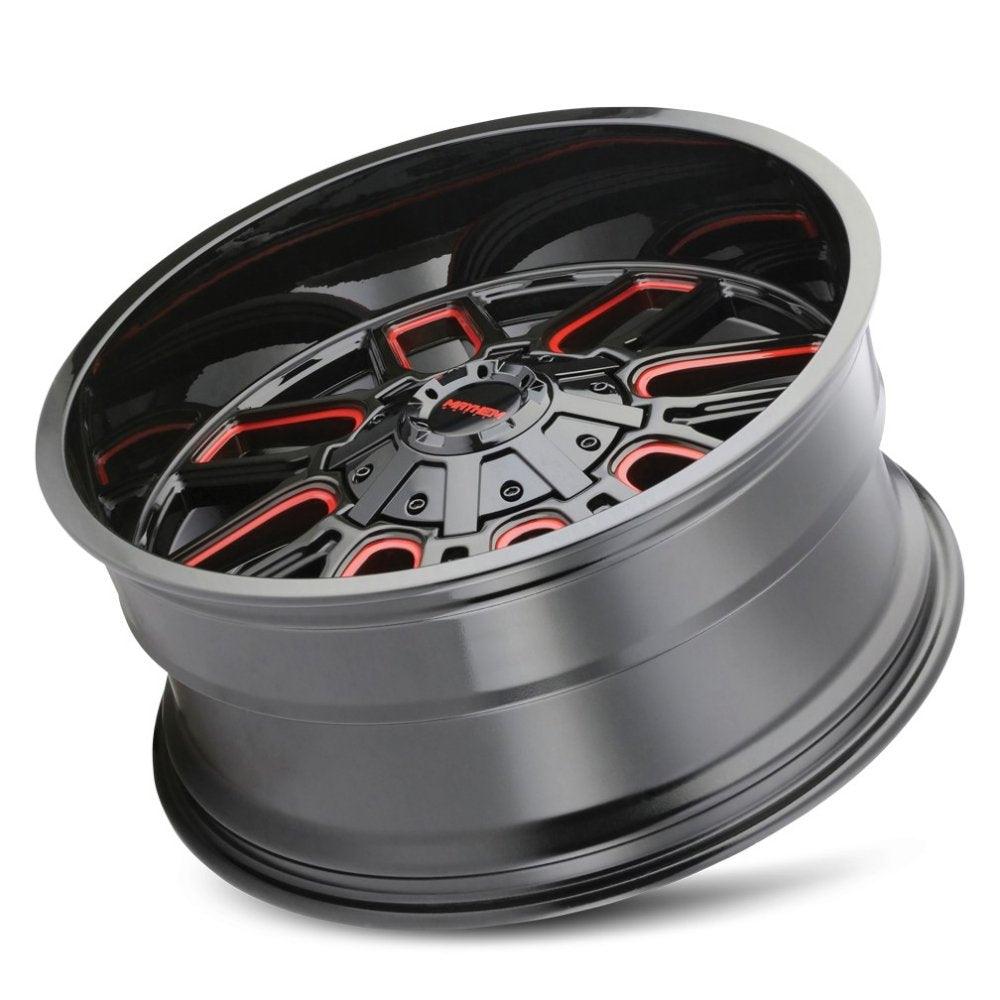20x10 Mayhem Cogent 8107BTR Gloss Black w/ Prism Red 5x5/127 5x5.5/139.7 -19mm