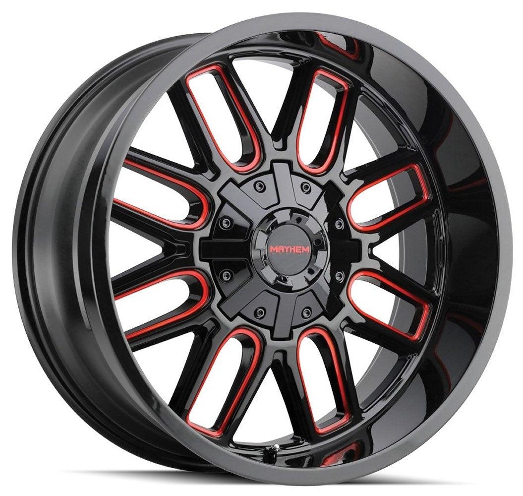 20x10 Mayhem Cogent 8107BTR Gloss Black w/ Prism Red 5x5/127 5x5.5/139.7 -19mm