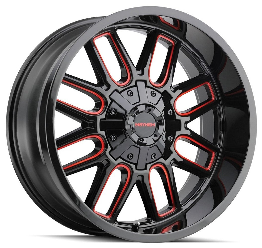 22x10 Mayhem Cogent 8107BTR Gloss Black w/ Prism Red 8x170 -19mm - Flex Offroad