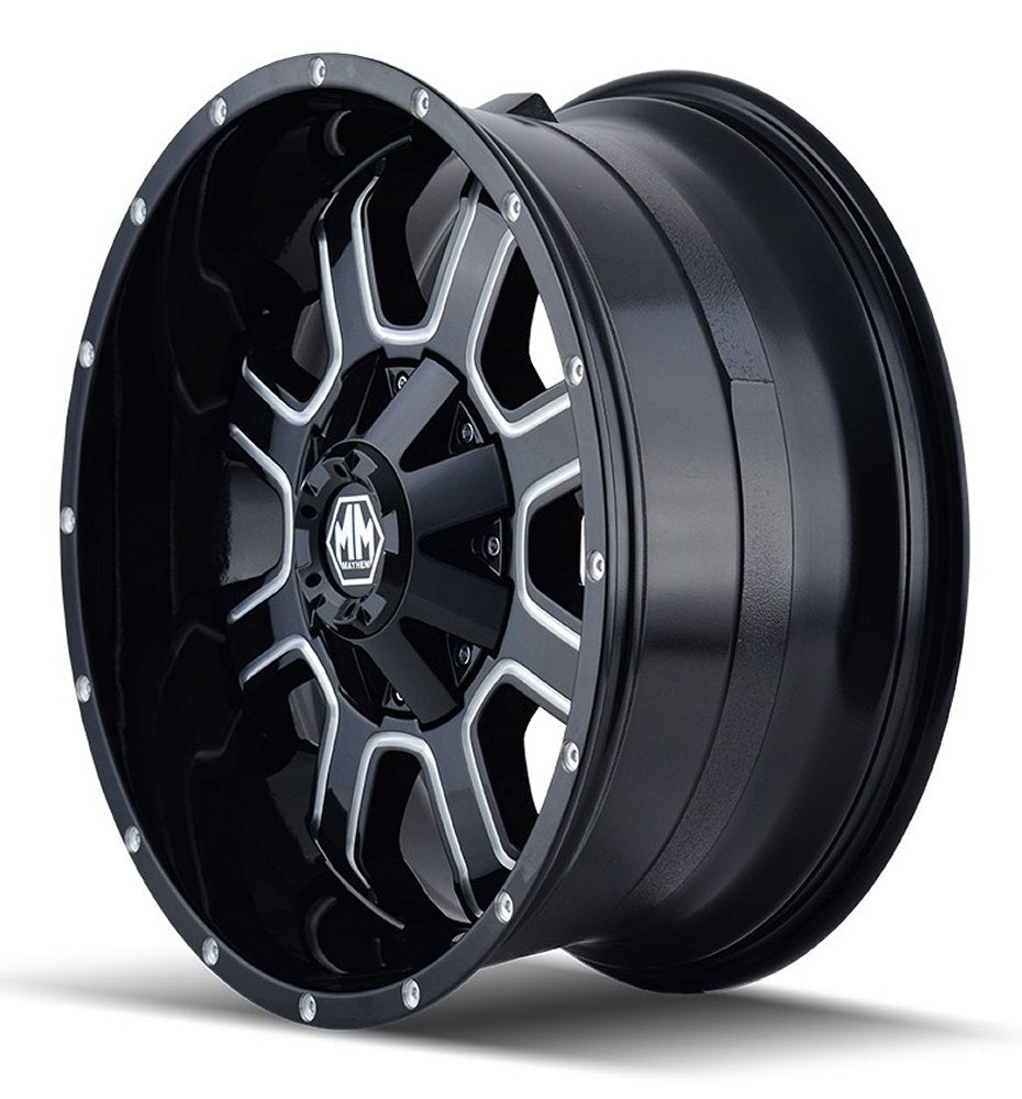 20x10 Mayhem Fierce 8103M Gloss Black w/ Milled Spokes 8x6.5/165 8x170 -19mm - Flex Offroad