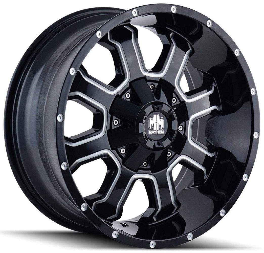 20x10 Mayhem Fierce 8103M Gloss Black w/ Milled Spokes 8x6.5/165 8x170 -19mm - Flex Offroad