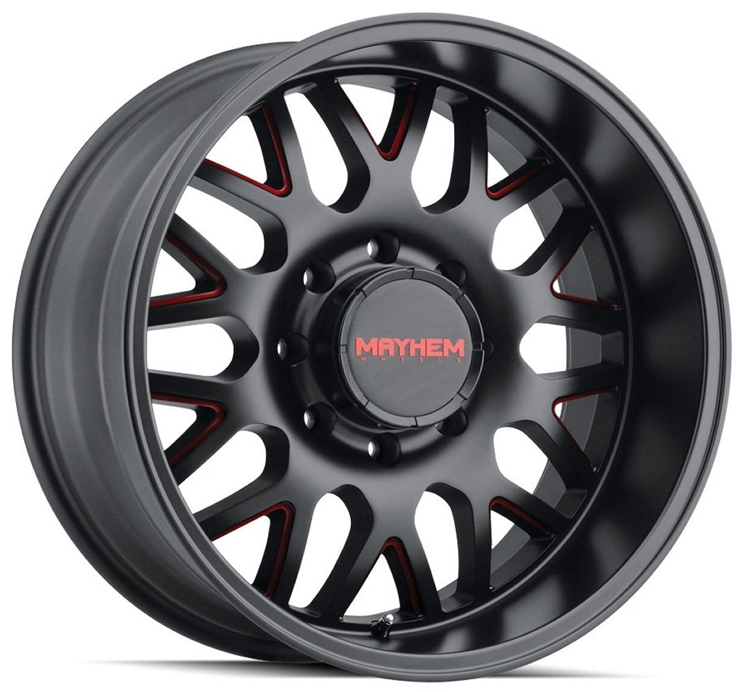 20x10 Mayhem Tripwire 8110BTR Gloss Black Milled w/ Prism Red 6x135 -19mm