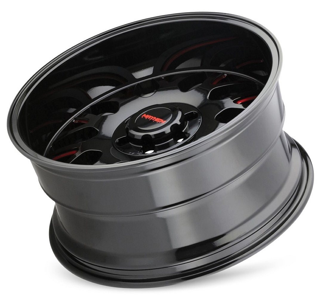 20x10 Mayhem Tripwire 8110BTR Gloss Black Milled w/ Prism Red 6x135 -19mm