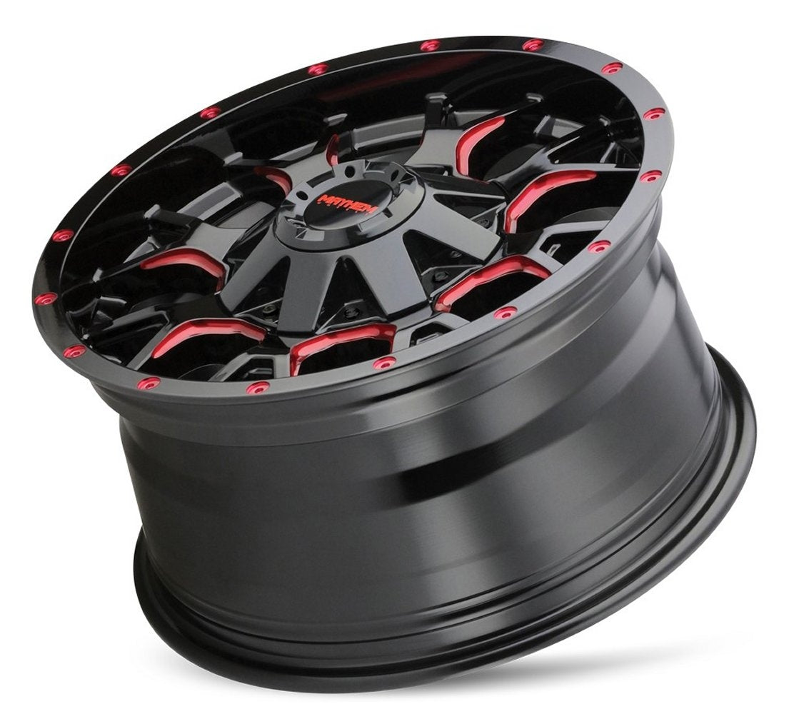 (Clearance - No Returns) 17x9 Mayhem Warrior 8015BTR Gloss Black w/ Prism Red 5x5/127 5x5.5/139.7 -12mm - Flex Offroad