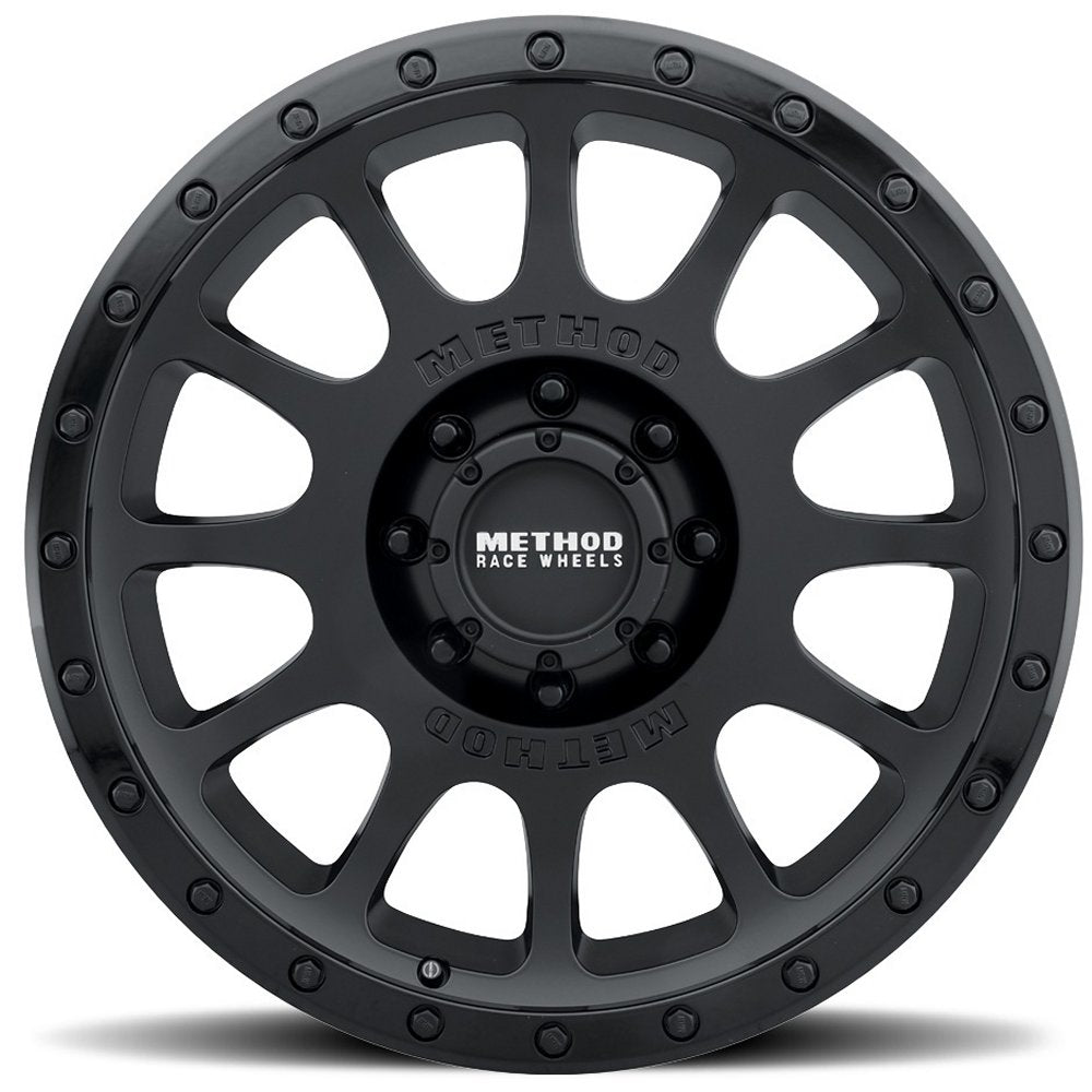 18x9 Method Race MR305 NV Matte Black w/ Gloss Black Lip 8x6.5/165 18mm