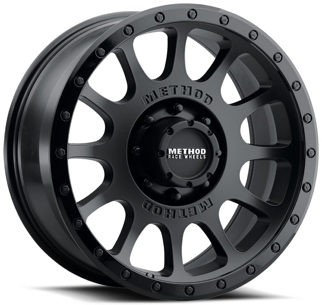 18x9 Method Race MR305 NV Matte Black w/ Gloss Black Lip 8x6.5/165 18mm